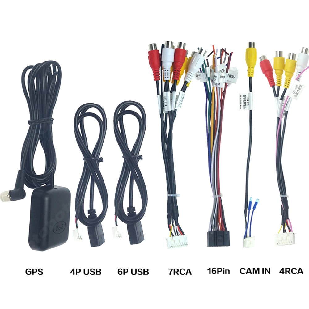 Universal Android Navigation Wiring Kit 567-Piece Set Optional RCA Cable 4P 6P USB Cable Car Power Reverse Camera