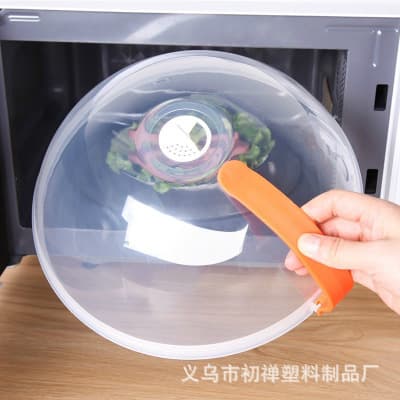 Microwave heating cover oil-proof cover transparent heating round plastic bowl lid handle fresh-keeping cover splash guard dedicated cover