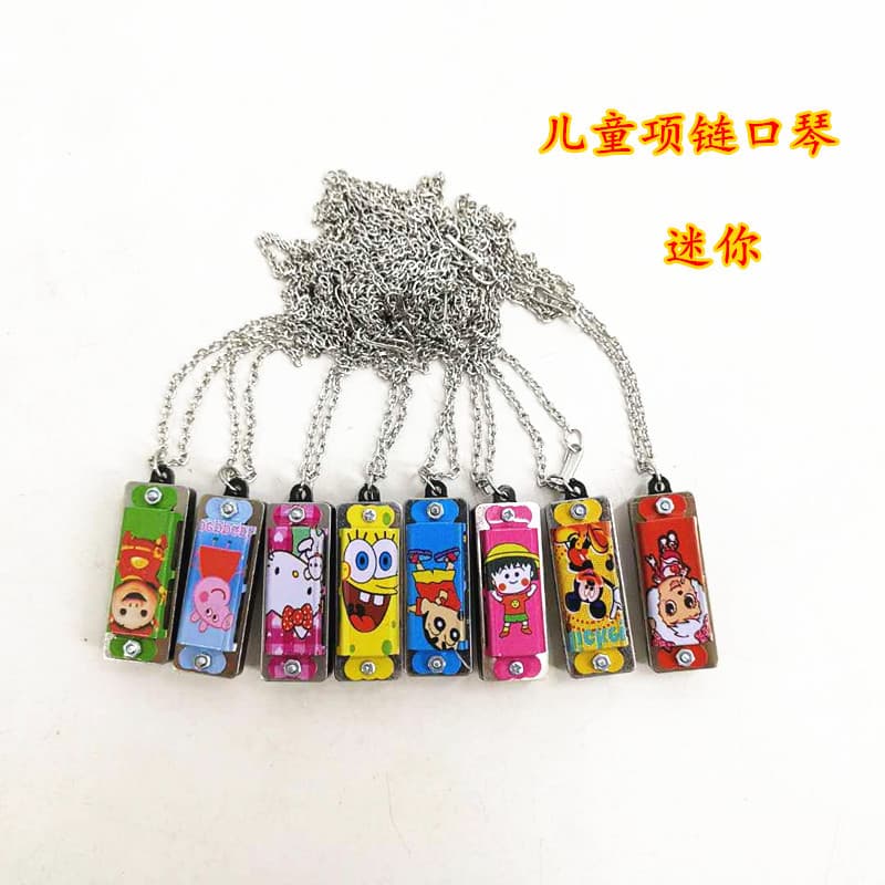 Mini Necklace Harmonica 4-Hole 4-Note Small Harmonica Colorful Cartoon Harmonica Wholesale Ximake Harmonica