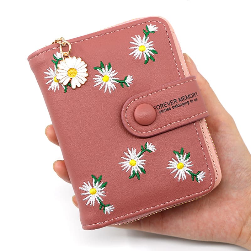 Stylish Women's Short Zipper Wallet Clutch Purse Embroidered Lady Wallet