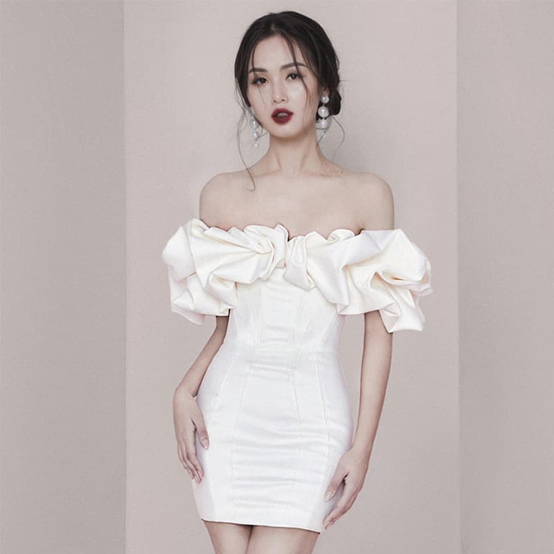 Designer 2020 New Thai Fashion Sexy Off-Shoulder Slimming Bodycon Dress Elegant Party Gown