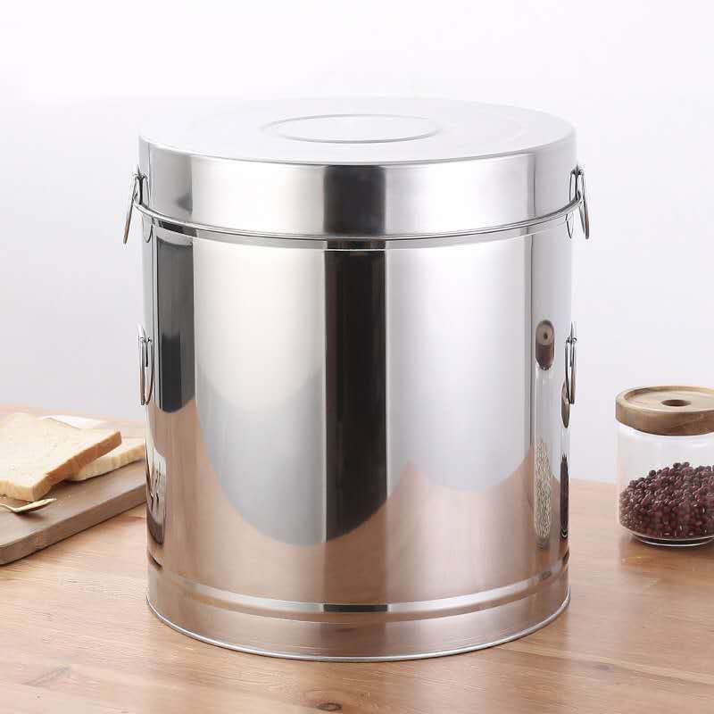 Stainless steel tea barrel, thickened tea barrel, large tea can, insect-proof large barrel, storage barrel, tangerine peel barrel, rice barrel without pattern