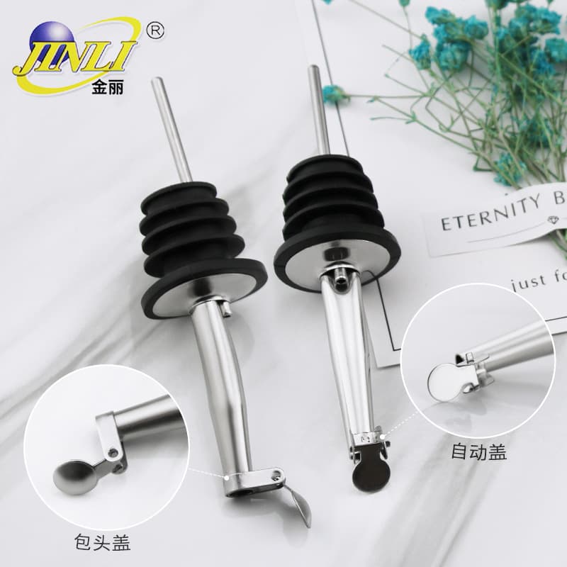 Stainless steel wine pourer spout cocktail mixer wine stopper automatic flip-top wine pourer bottle stopper