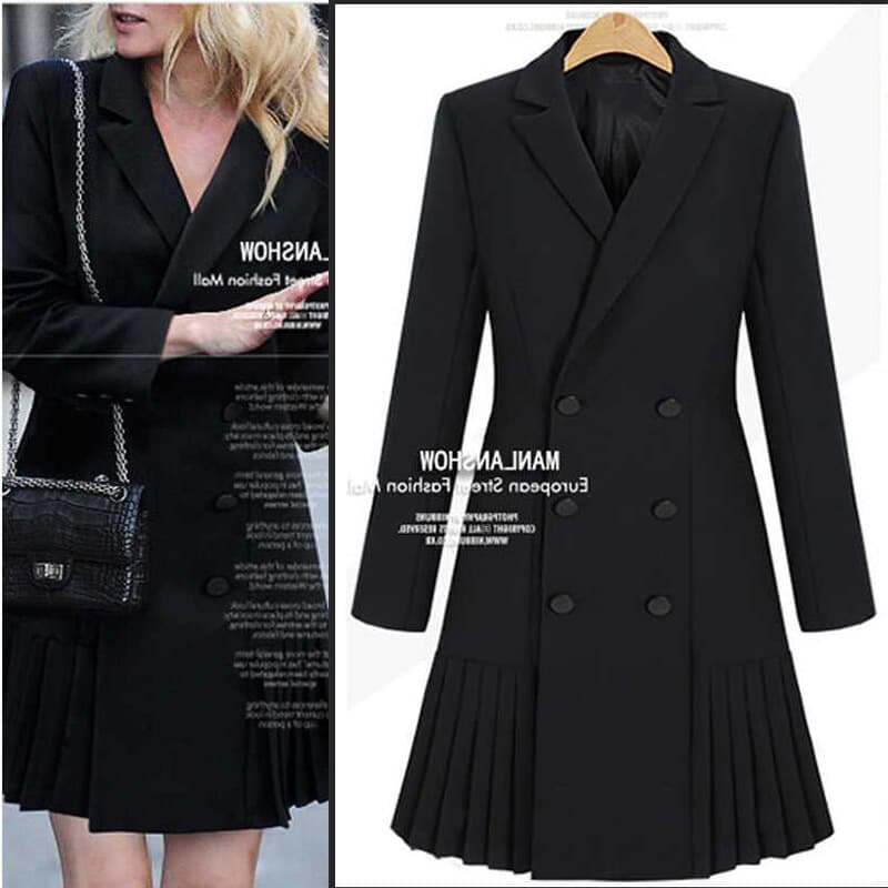 XZ062 Plus Size Women's Clothing Blazer Slimming Korean Style Hem Pleats Elegant Fitted Mid-Length Small Suit Jacket