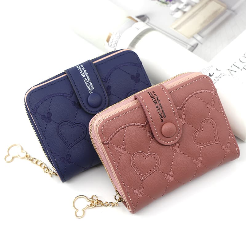Unique Women's Cropped Zip-up Wallet Handbag Coin Purse Heart-shaped Card Holder