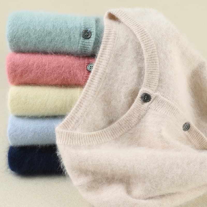 New Women's Mink Cashmere Cardigan Sweater Coat New Korean Style Knitwear Factory Overstock