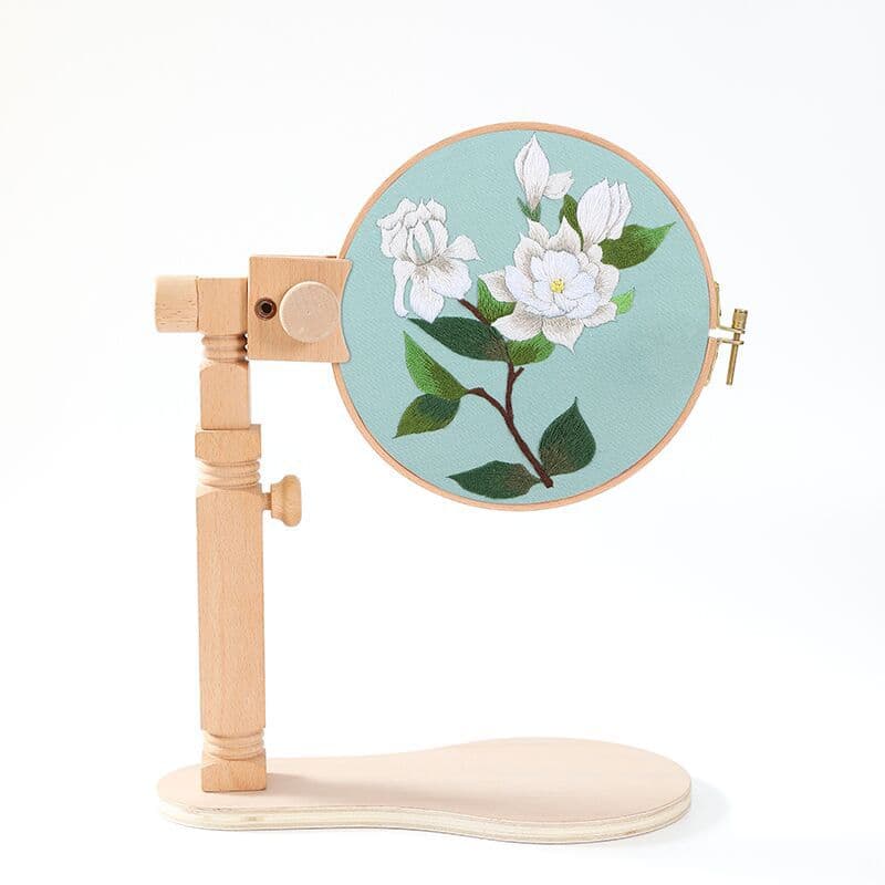 Wooden Portable Solid Wood Cross Stitch Frame Round Desktop Embroidery Frame Adjustable Rotating Hand Embroidery Hoop