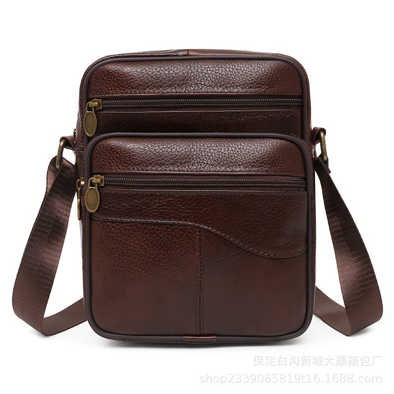 Foreign trade genuine leather men's bag first layer cowhide men's shoulder bag large capacity crossbody bag men's fashion business commuter backpack