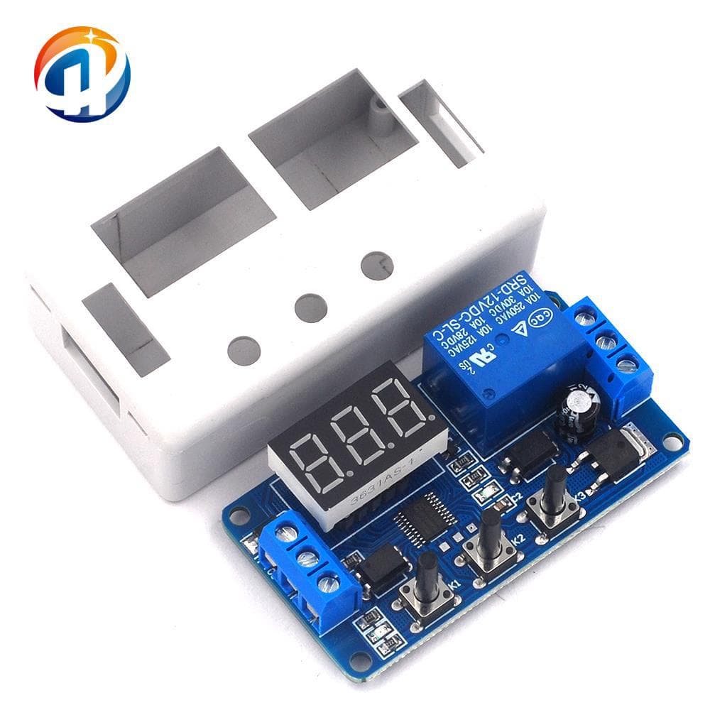1-Channel 12V Relay Module with Enclosure, Adjustable Trigger Delay, Cycle Timer, and On/Off Switching