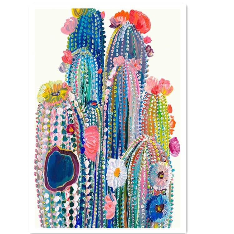 5D Full Drill Colorful Cactus Painting DIY Embroidery Decorative Ornament Bedroom Study Room Artwork