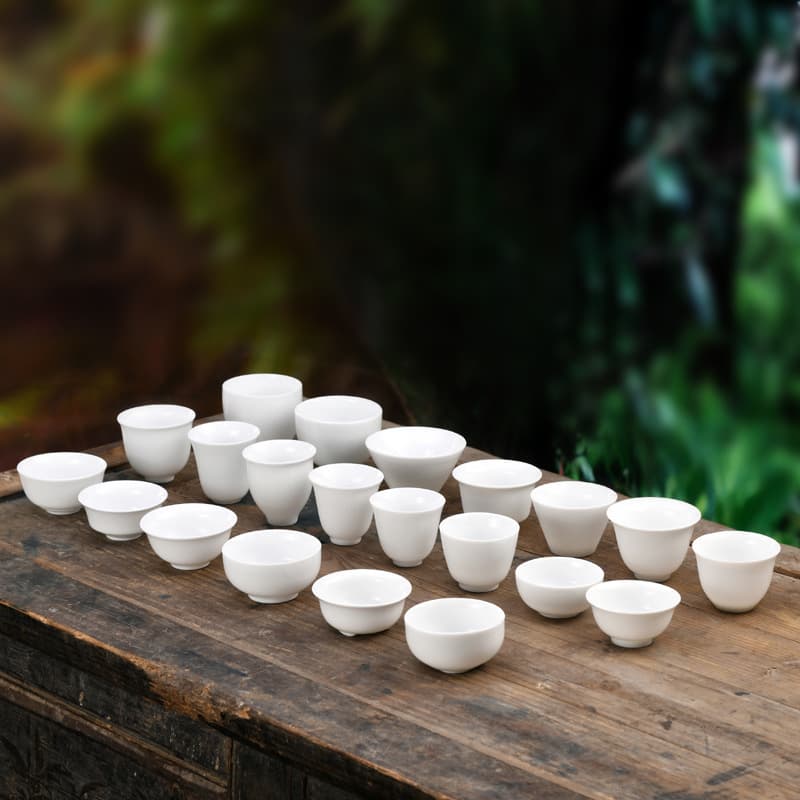 Dehua White Porcelain Gongfu Tea Set, Bamboo Hat-Shaped Tea Cup, Custom Logo for Corporate Gifts or Store Events Souvenirs