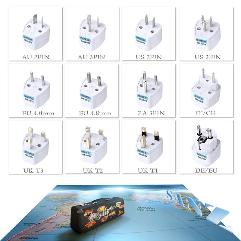 US/EU/UK/AU/DE/FR/CH/IT/ZA Standard Power Conversion Plug Alloy Socket