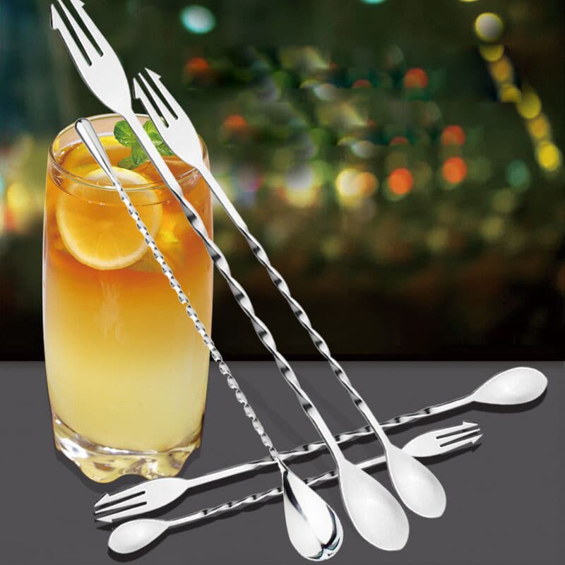 304 Stainless Steel Cocktail Bar Spoon, Double Head Bar Spoon for Mixing Milk Tea