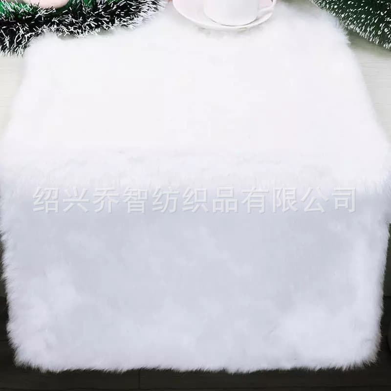 White Fluffy Table Flag Sequin Christmas Tablecloth Winter Holiday Home Decoration