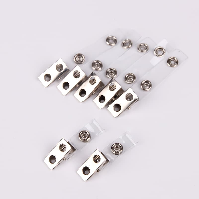 2-Hole 4-Hole Iron Clips Wholesale Single-Hole Double-Hole Transparent Strap Metal Clips ID Badge Clips Name Tag Clips