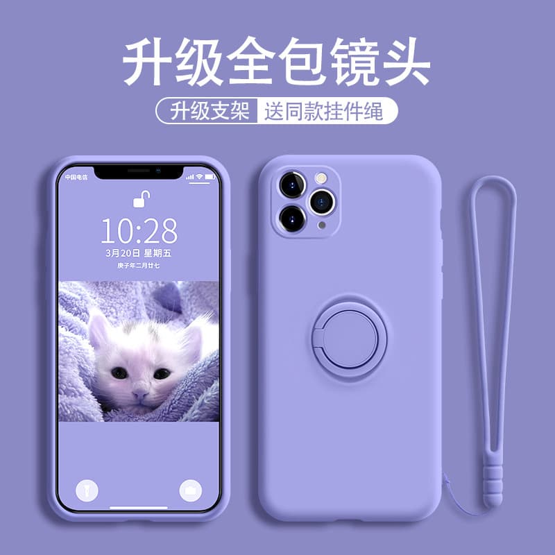 Liquid Silicone Ring Phone Case for iPhone 17, Full Camera Lens Protection, Compatible with iPhone 16 Pro Max, Soft Silicone Protective Cover