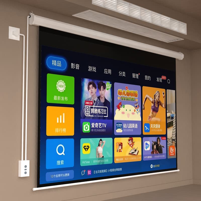 Electric Projector Screen Auto Lift Remote Control Home Office 60-150 inch 16:9/4:3 Projection Screen