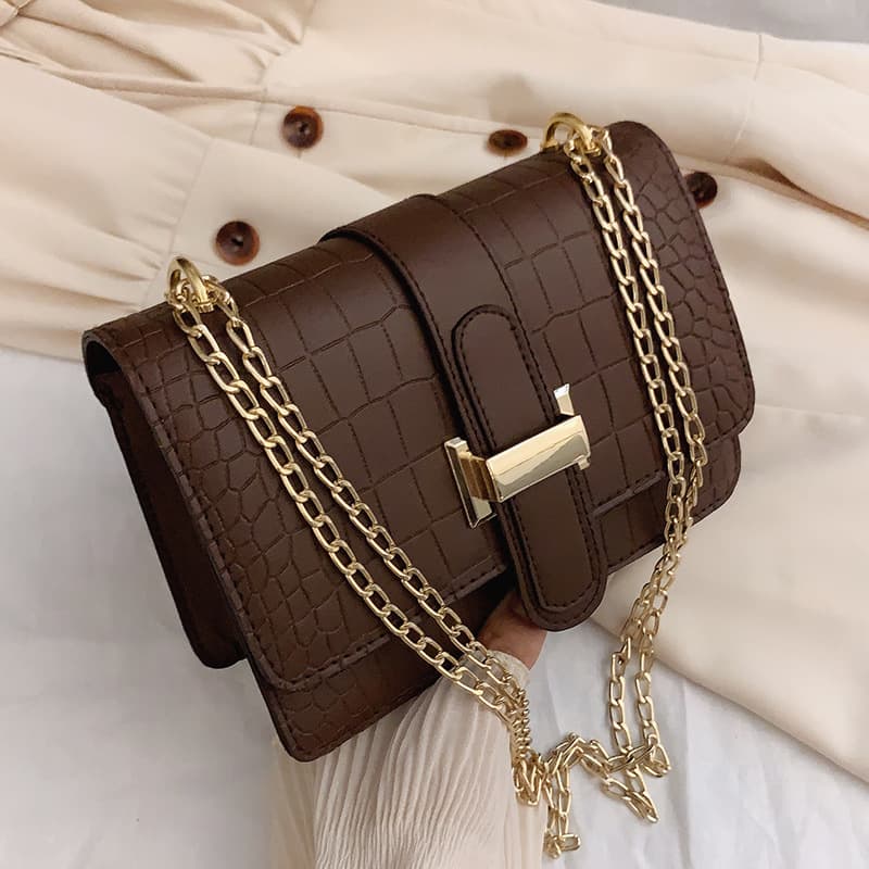Bags Women's Shoulder Bag Stone Pattern Crossbody Women's Bag 2024 Spring New Embossed Solid Color Small Square Bag Cross-Border Wholesale