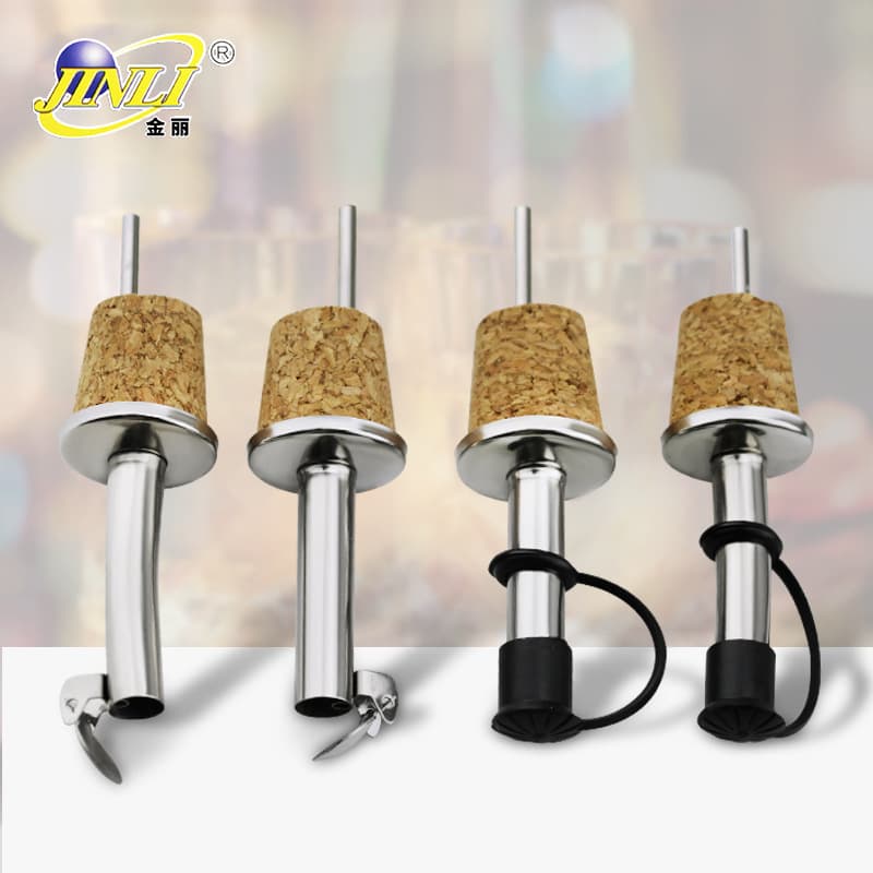 Manufacturer wholesale stainless steel oil bottle stopper, cork wine stopper with small tube, ceramic glass matching, customizable.
