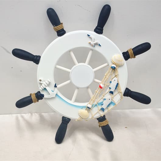Mediterranean style rudder 32cm steering wheel wall hanging pendant home wall decoration wooden crafts helmsman