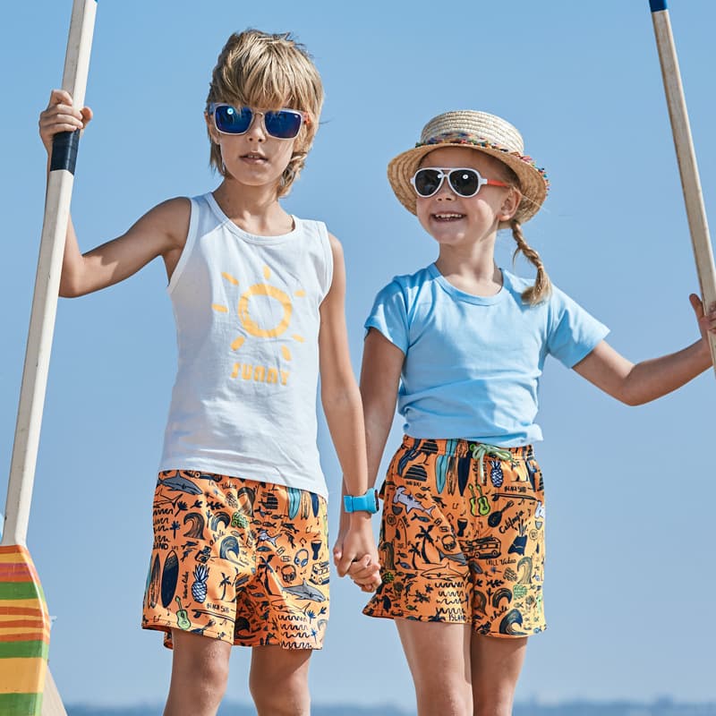 Casual Thin Swim Beach Pants for Boys And Girls in Summer Polyester Fiber Elastic Waist Print Straight Leg Summer Shorts