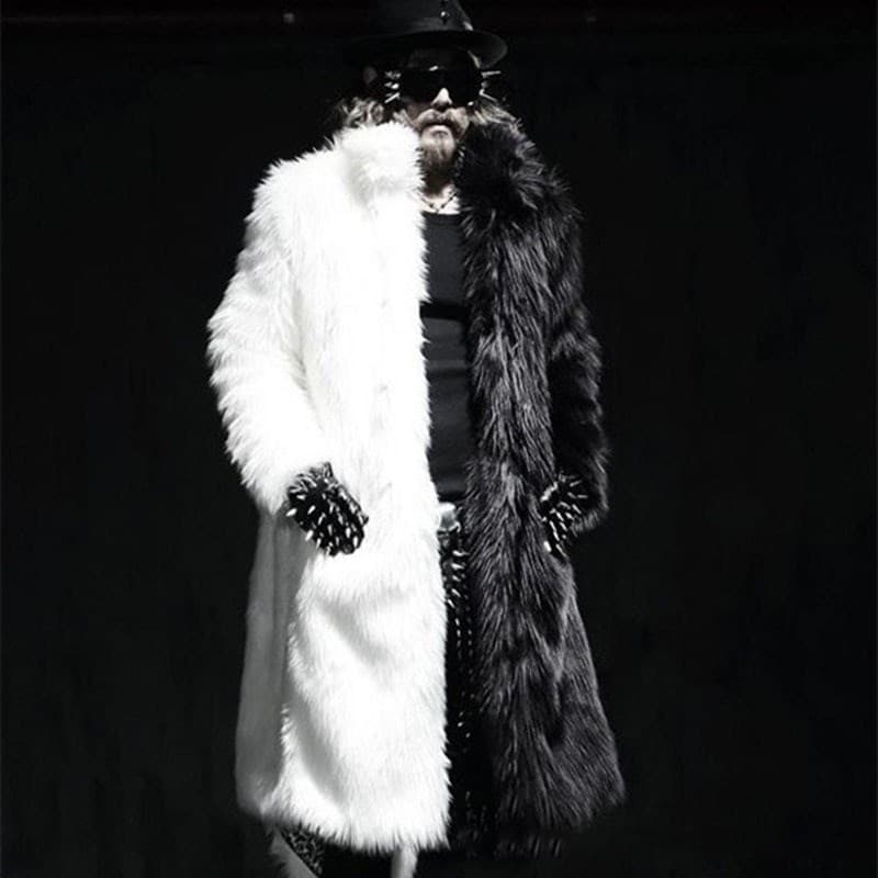 Amazon AliExpress Fur Coat Men's Long Jacket Mid-Length Patchwork Long Hair Faux Fur