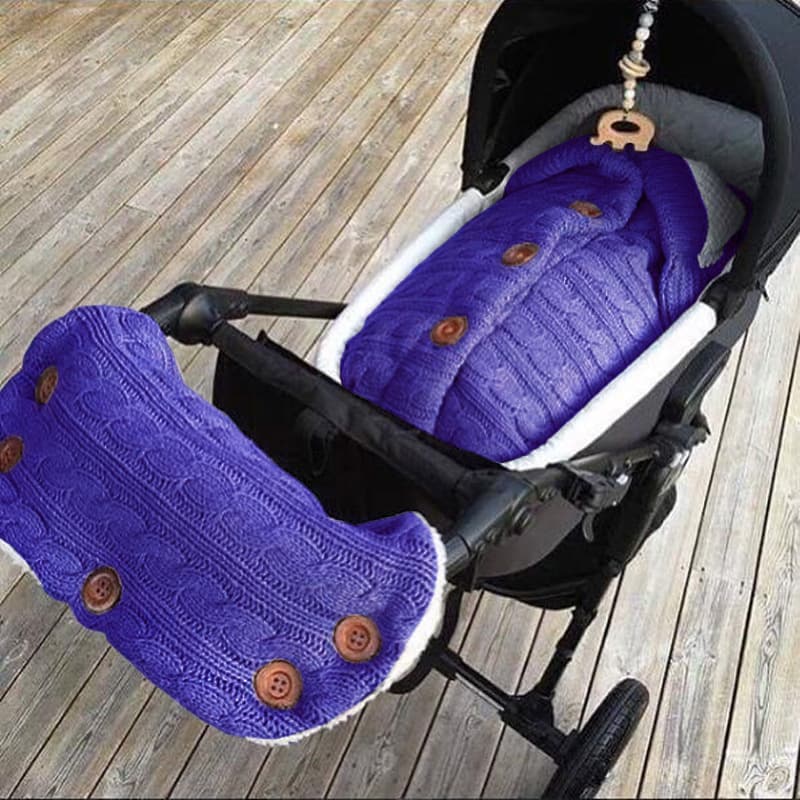 Spring Autumn Winter Knitted Baby Sleeping Bag for Stroller, Swaddle, Pram Sleeping Bag, Button Twist Sleeping Bag, Fleece-Lined Thickened Wrap Blanket