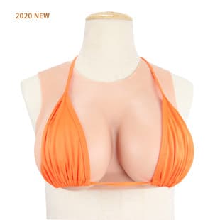Round Neck Silicone Breast Forms for Crossdressers, Solid Fake Breasts D E F G Cup, Chest Pad Inserts, Prosthetic Breasts