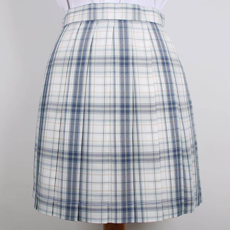 JK Uniform Skirt High Waist Plaid Japanese Style Pleated Skirt White & Horse Plaid School Uniform Skirt