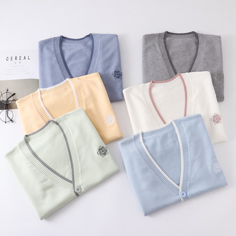 Japanese JK Uniform Cardigan Sweater Huajianshi Loose Lazy Student Long Sleeve Cardigan