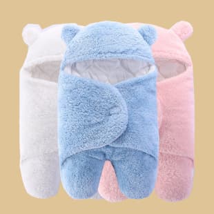 Baby Swaddle Blanket Winter Newborn Wrap, Thickened Sleeping Bag for Going Out, Spring/Autumn