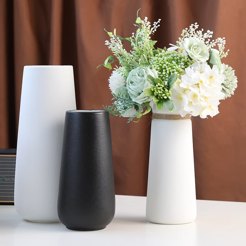 Manufacturer Wholesale Simple Modern Ceramic Vase Ornaments Snowflake Glaze Hemp Rope Scandinavian Living Room Decoration Dry Flower Ins