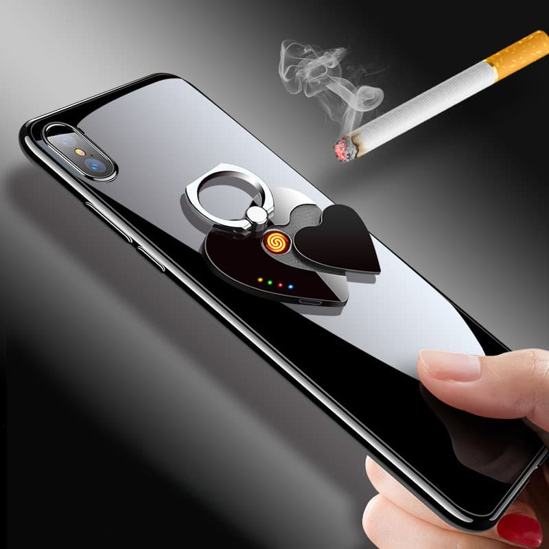 Multifunctional phone holder, ring holder, rechargeable electronic lighter, windproof, creative USB cigarette lighter