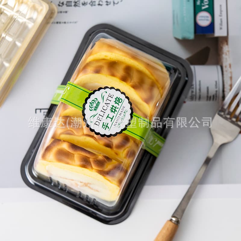Swiss Roll Large Cake Roll Box Half-Round Pastry Transparent Plastic Blister Box Tiger Skin Roll Packaging Box Wholesale
