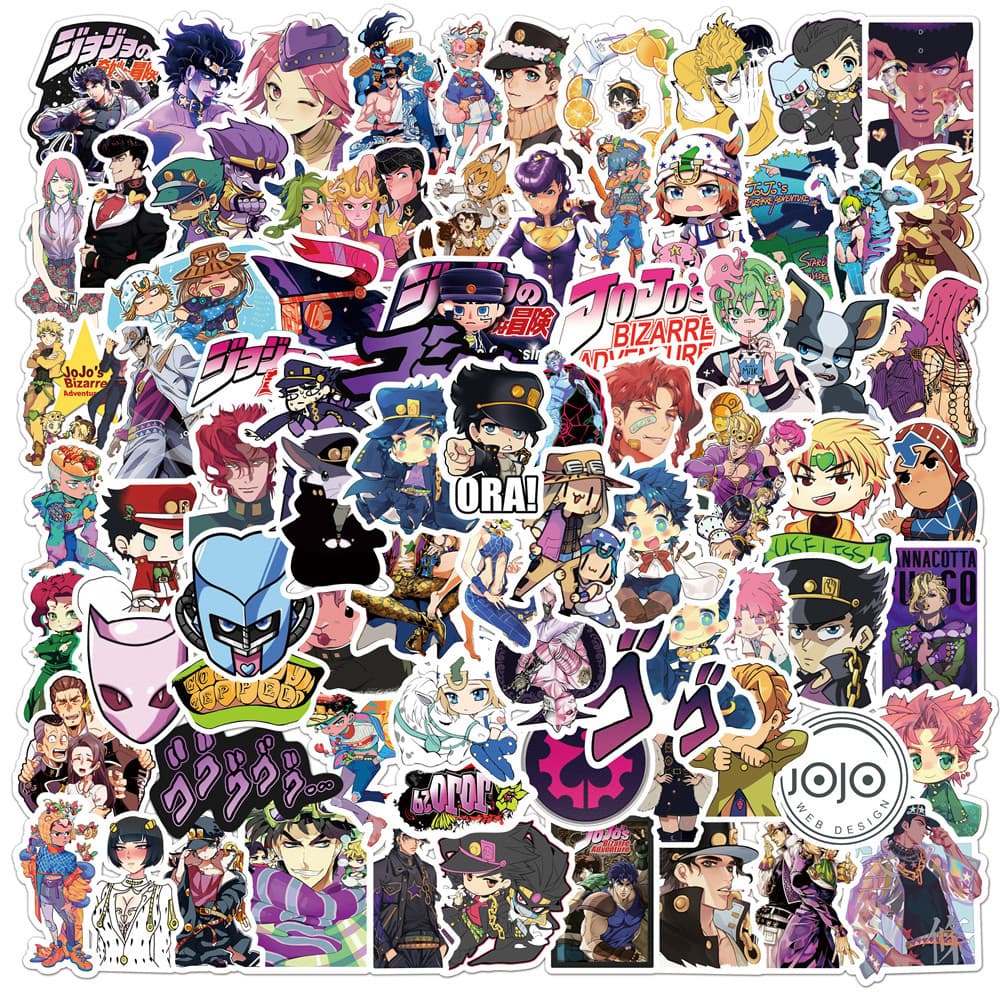 100pcs Japanese Anime JoJo's Bizarre Adventure Graffiti Stickers, Waterproof Stickers for Luggage and Laptop