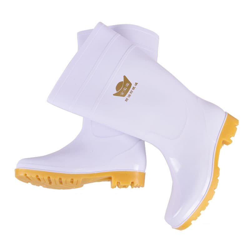 JINBAOYUAN White Rain Boots High-Cut Food Factory PVC Rain Boots Acid, Alkali, Oil, Waterproof, Wear-Resistant White Hygienic Rain Boots