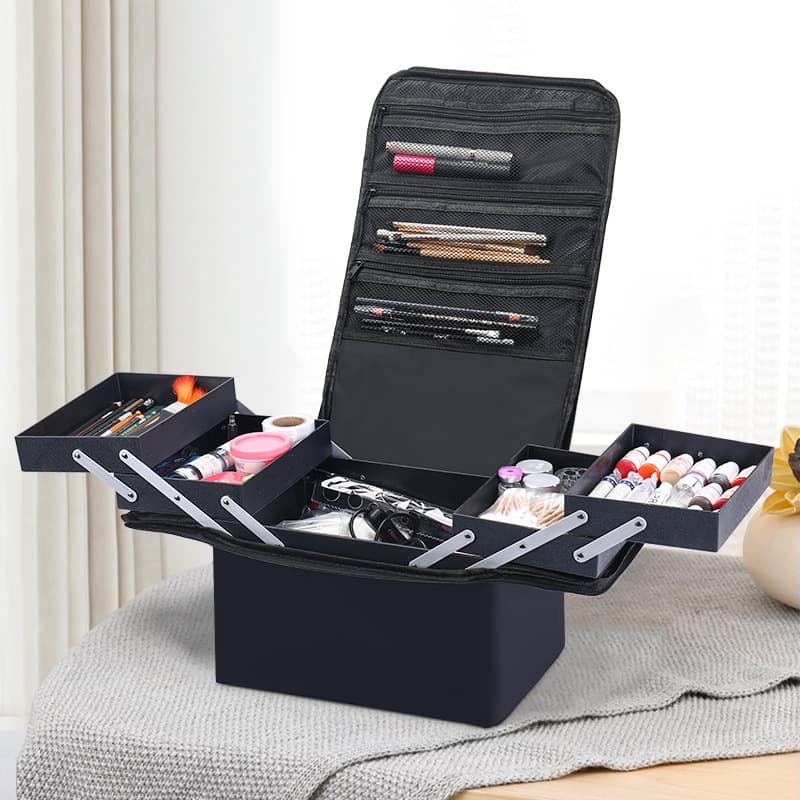 Leather Cosmetic Bag Large Capacity Makeup Pouch Multi-functional Organizer Fashionable Handbag For Women