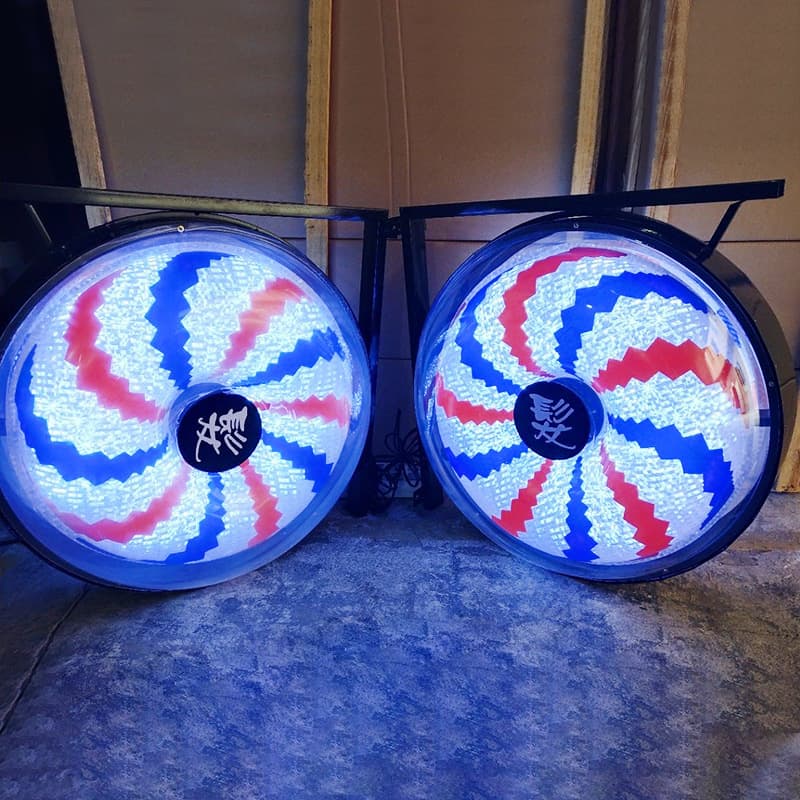 Beauty Salon Rotating Hairdressing Sign Light Wall-Mounted Dazzling LED Pinwheel Outdoor Round Light