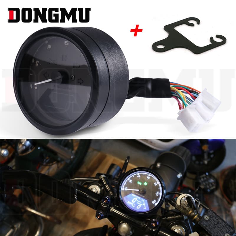 Motorcycle instrument panel with LCD display: odometer, tachometer, speedometer, and fuel gauge. (Cross-border)