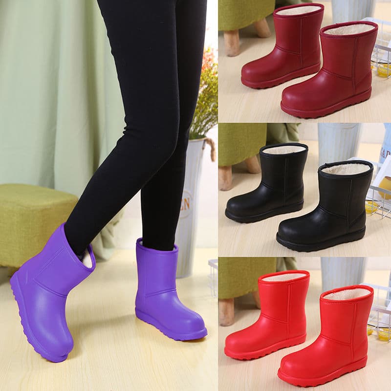 Women's Snow Boots Winter Warm with Fleece Lining, Thickened Short Shaft Cotton Shoes for Women, Laundry, Car Wash, Kitchen Work Shoes