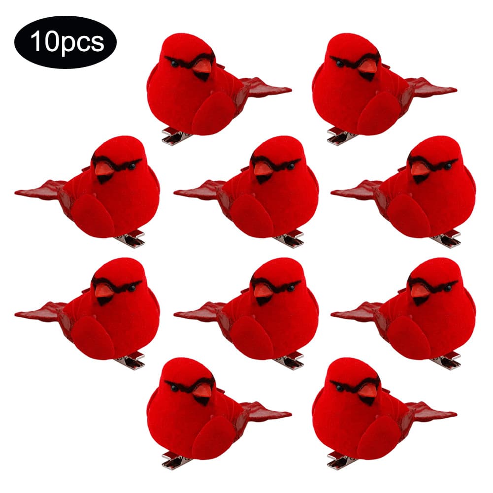Christmas Cardinal Birds Decorative Hanging Ornaments Red Bird Christmas Tree Decorations
