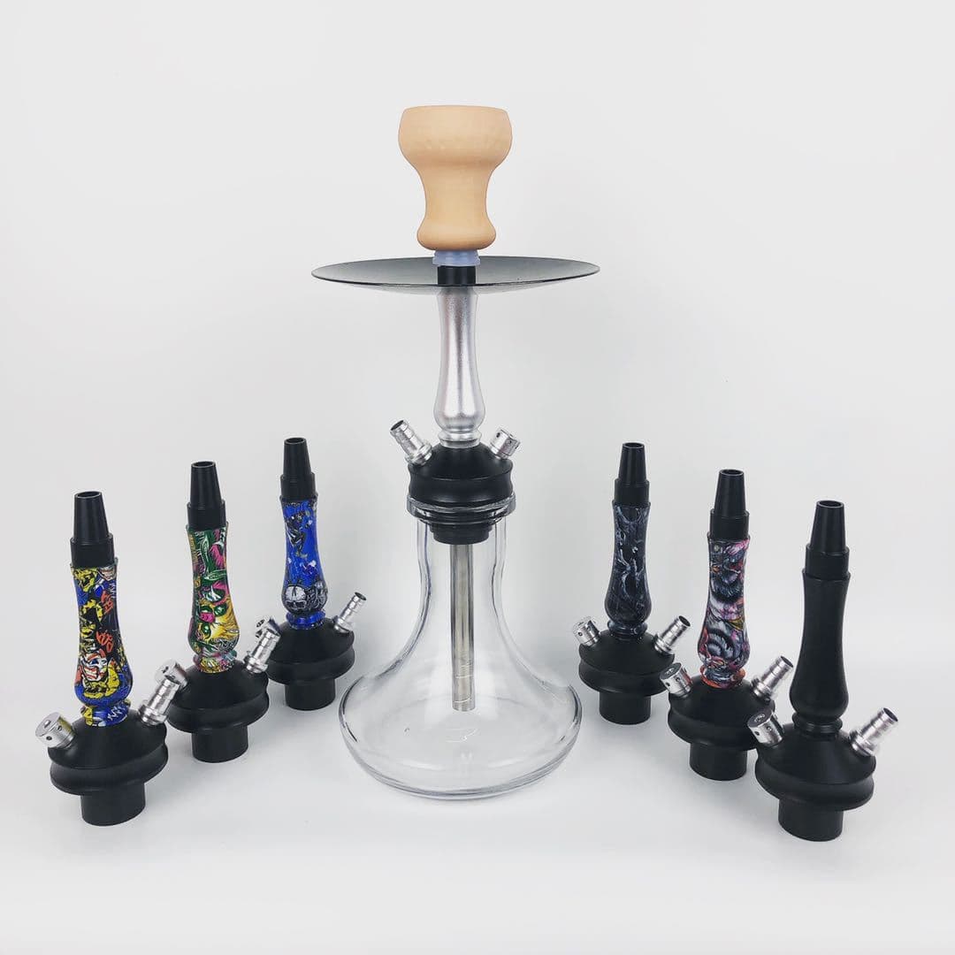 Shisha accessories cross-border e-commerce packaged aluminum alloy small single tube printed glass pot shisha set