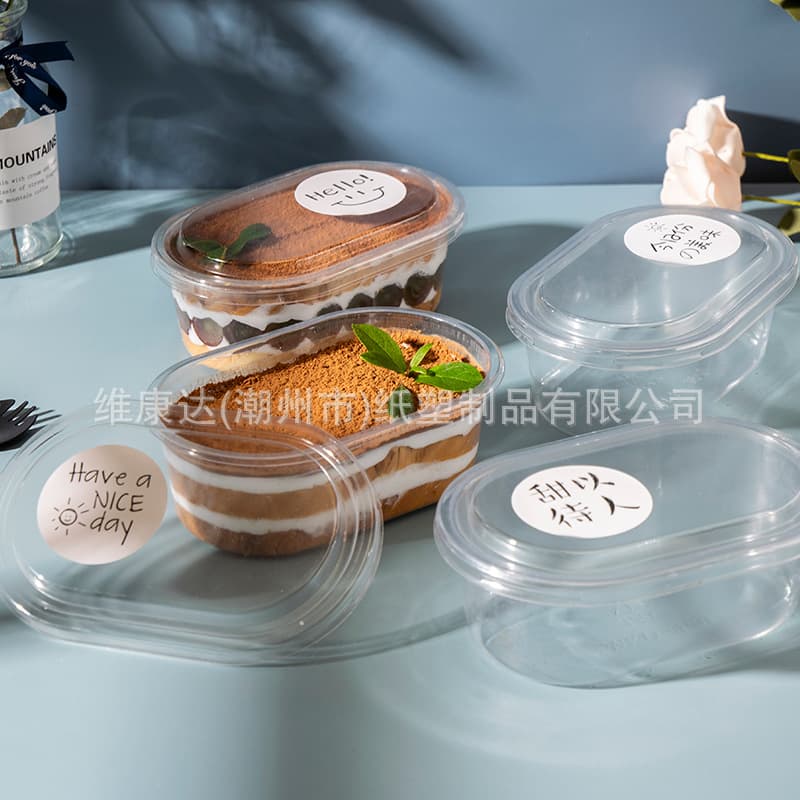 Trendy Ins-style 500ml Transparent Mille-Feuille Cake Box Fruit Packaging Box Soy Milk Box Satiating Bowl