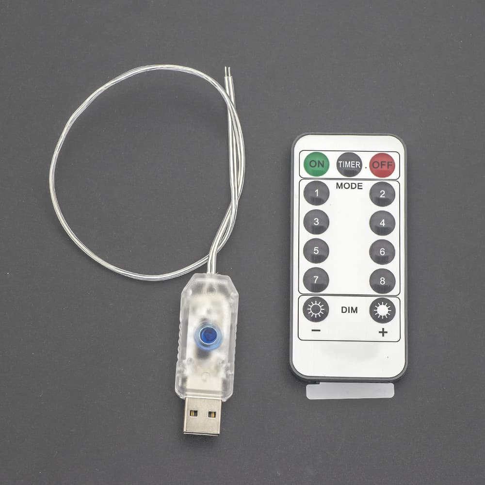 Copper wire light string accessories 8-function string light USB remote control plug firework style light string power supply