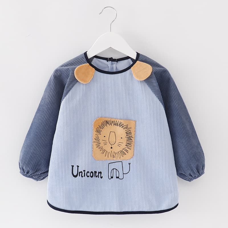 Baby Smock Waterproof and Stain-Resistant Children's Autumn/Winter Girls' Back-Wearing Bib Eating Clothes Crystal Fleece Infant Apron
