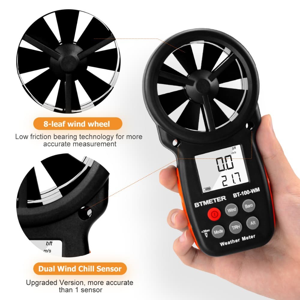Direct Supply Anemometer Handheld Wind Speed Meter Digital Type 0.3-30M/S Foreign Trade Source BT100WM