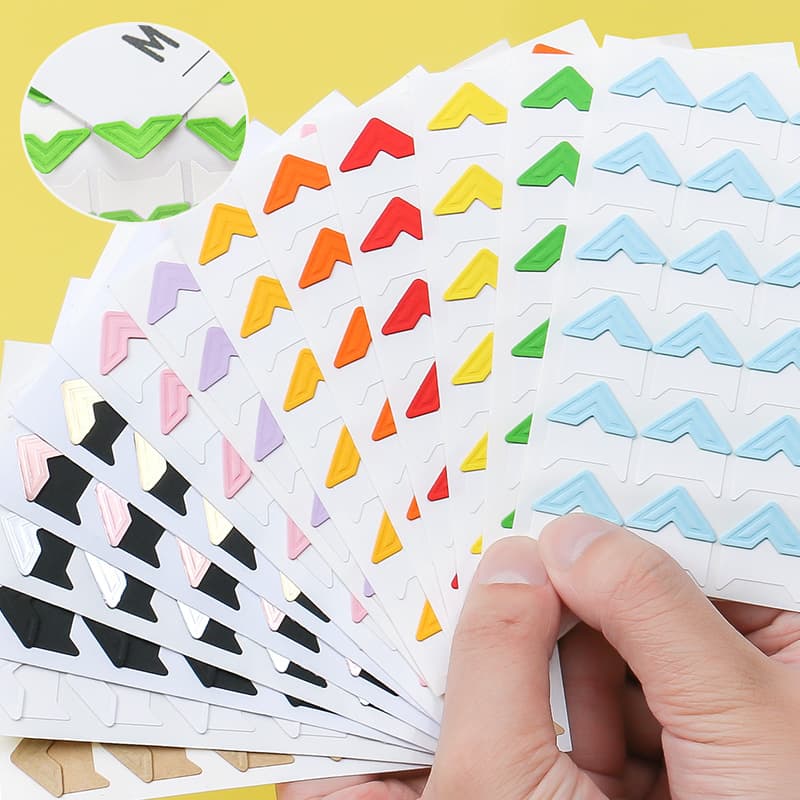 DIY Photo Album Corner Stickers - 24 Retro Hardcover Kraft Paper Corners in 14 Colors (Wholesale)