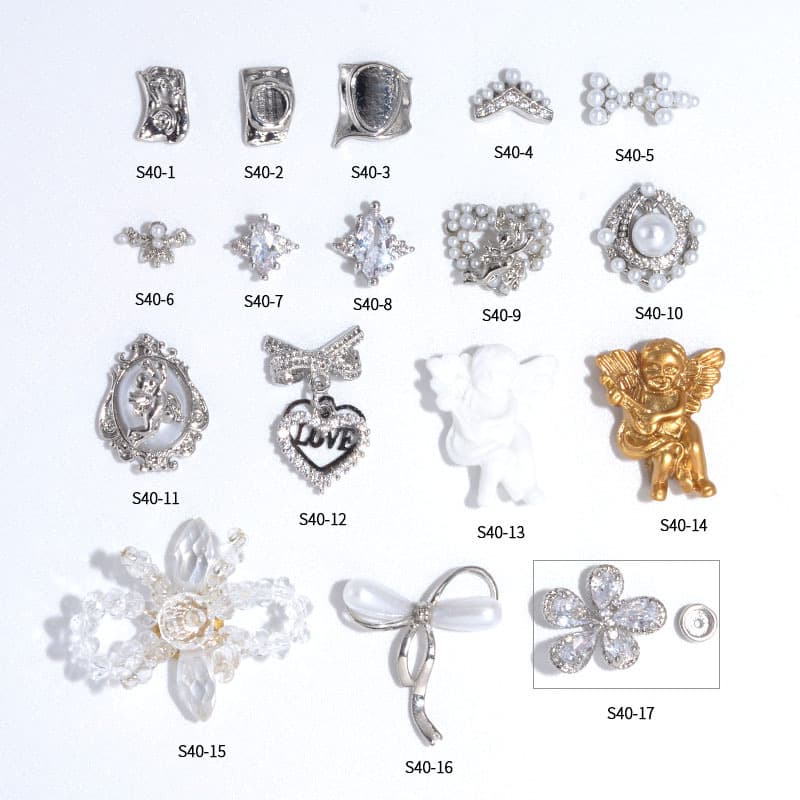 lz manicure jewelry new versatile pearl hand-woven bow internet celebrity series popular nail decoration diamond