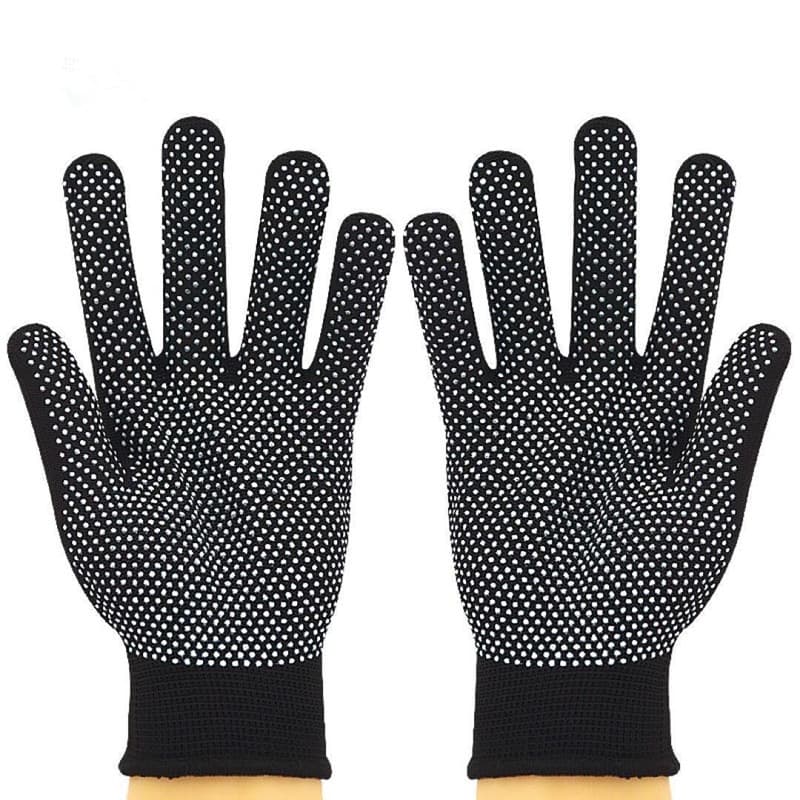 White dotted black labor protection gloves, men's dust-proof breathable anti-slip early summer thin wear-resistant gloves, priced at 1-2 yuan.