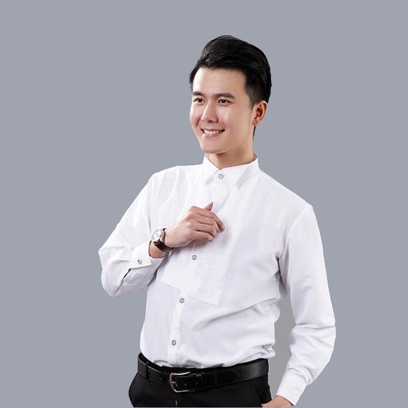 Photo Studio Men's Performance White Shirt Stage Performance Clothing Small Pointed Collar Crumpled Red Song Chorus Performance Dress Shirt